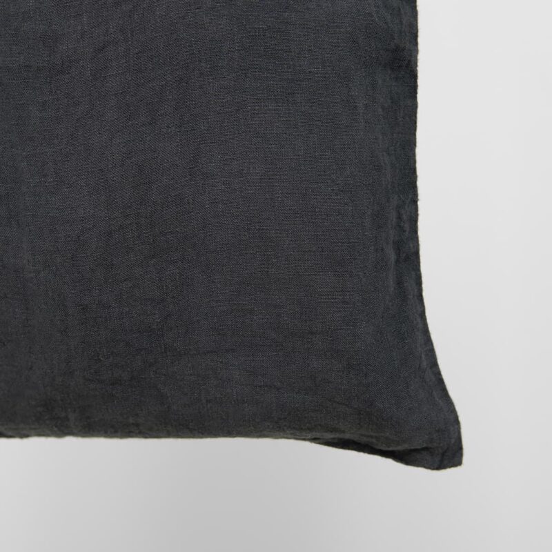 Grey washed linen shopping bag/tote close up detail