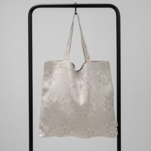 natural checked linen bag