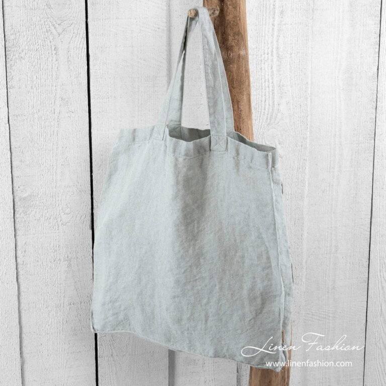 Linen tote bag SALDO in greenish pattern