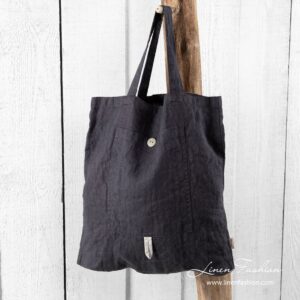 Dark grey linen tote bag, saga.
