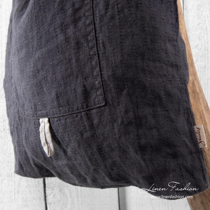 Dark grey colored linen tote bag, saga.
