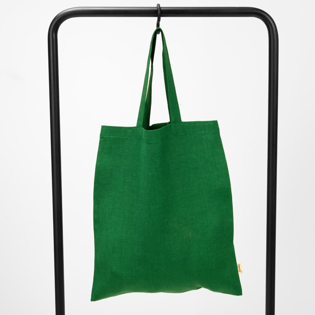 green linen bag
