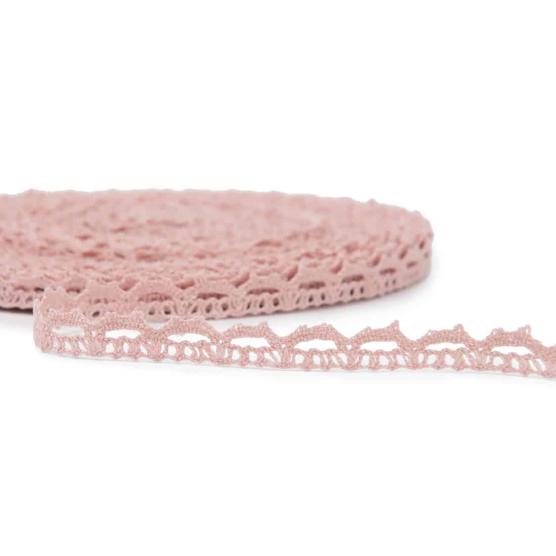 Wąziutka różowa lniana koronka Nr. 65