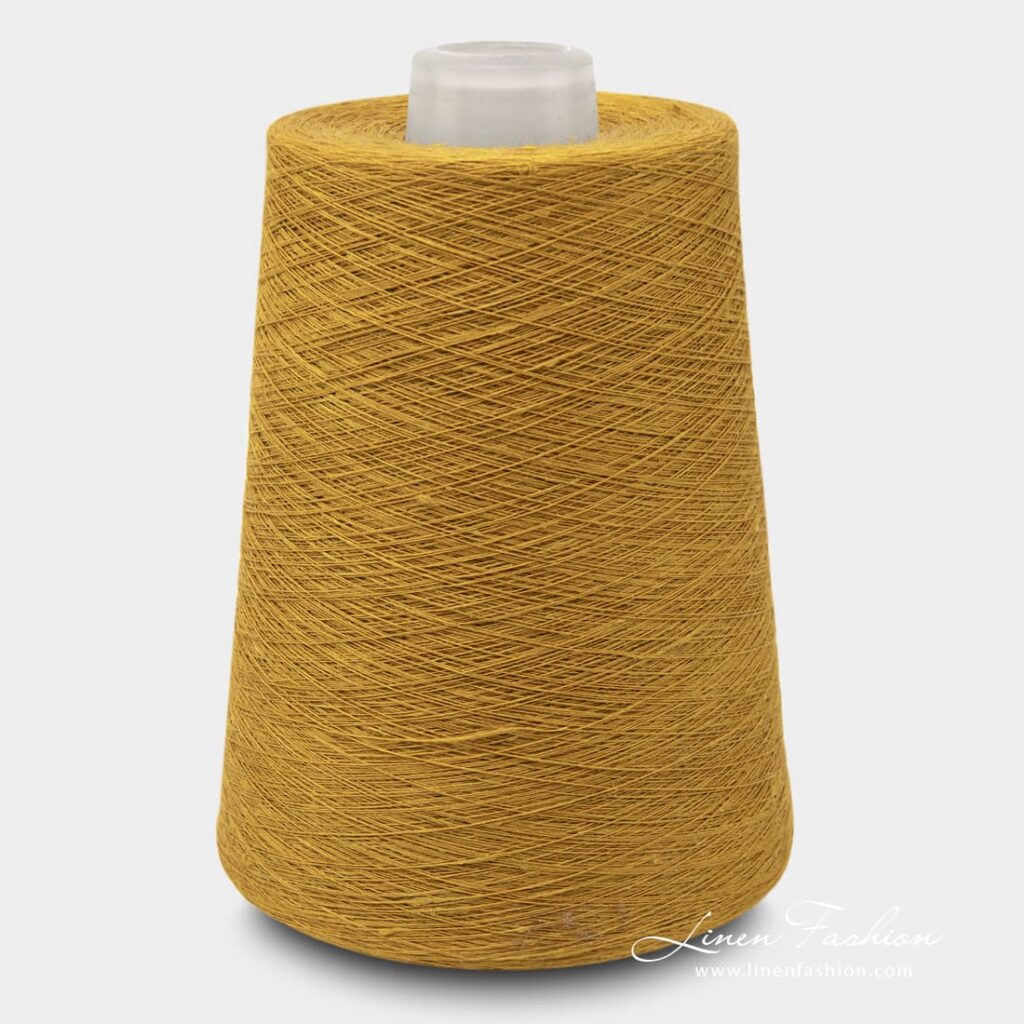 Linen Yarns In Golden Ocher Colour