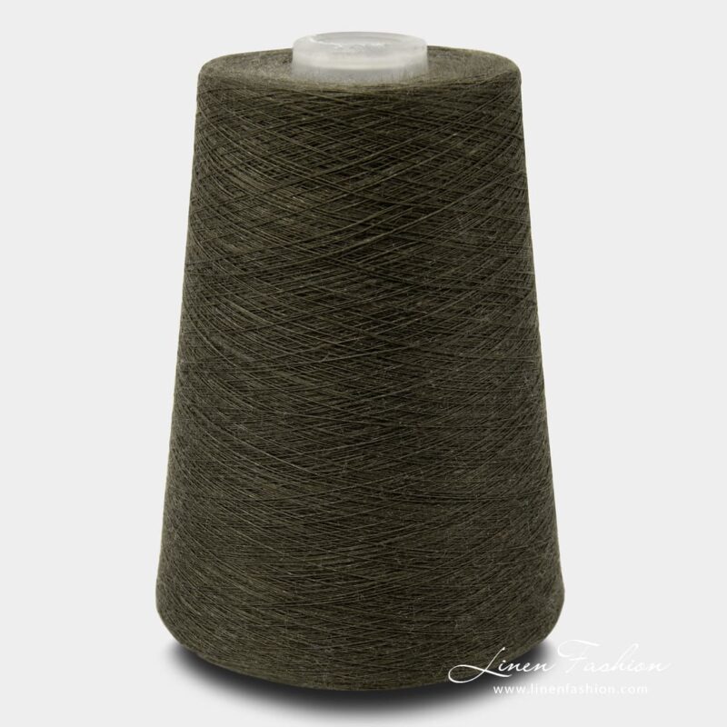 Linen Yarns In Dark Tobacco Green Color - 4(12)