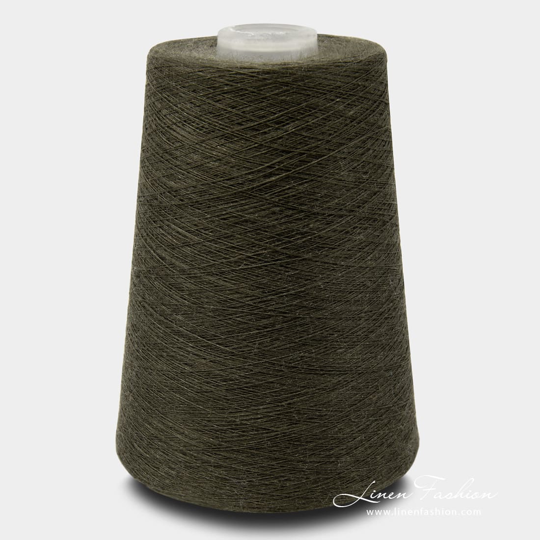 Linen Yarns In Dark Tobacco Green Color - 4(12)