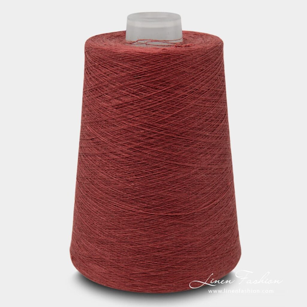 Linen Yarns In Wine Red Color 10(7)
