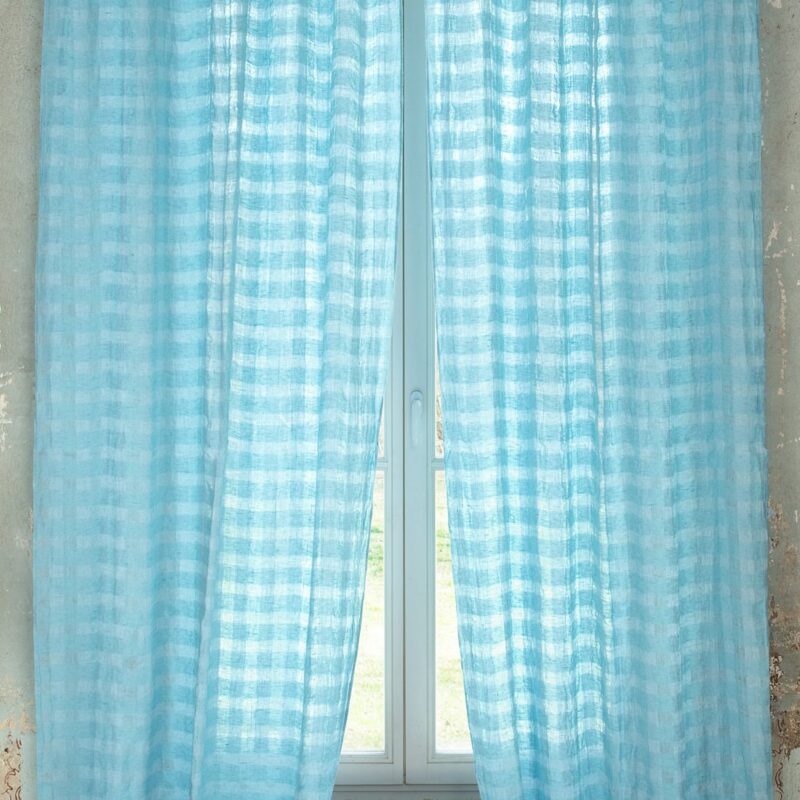KORI Curtain light blue, with sheer checks
