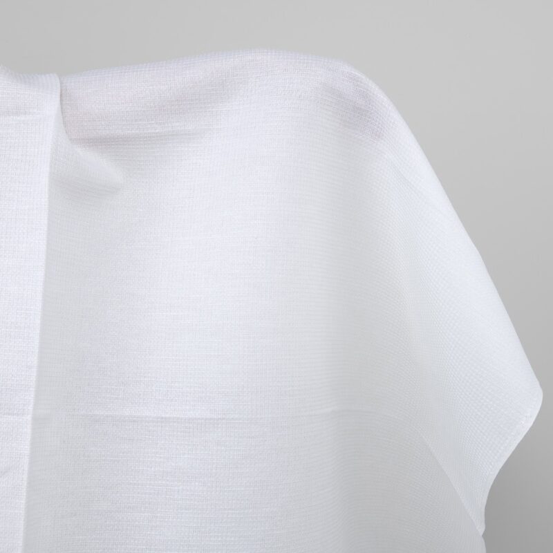Optical white linen cotton waffle fabric