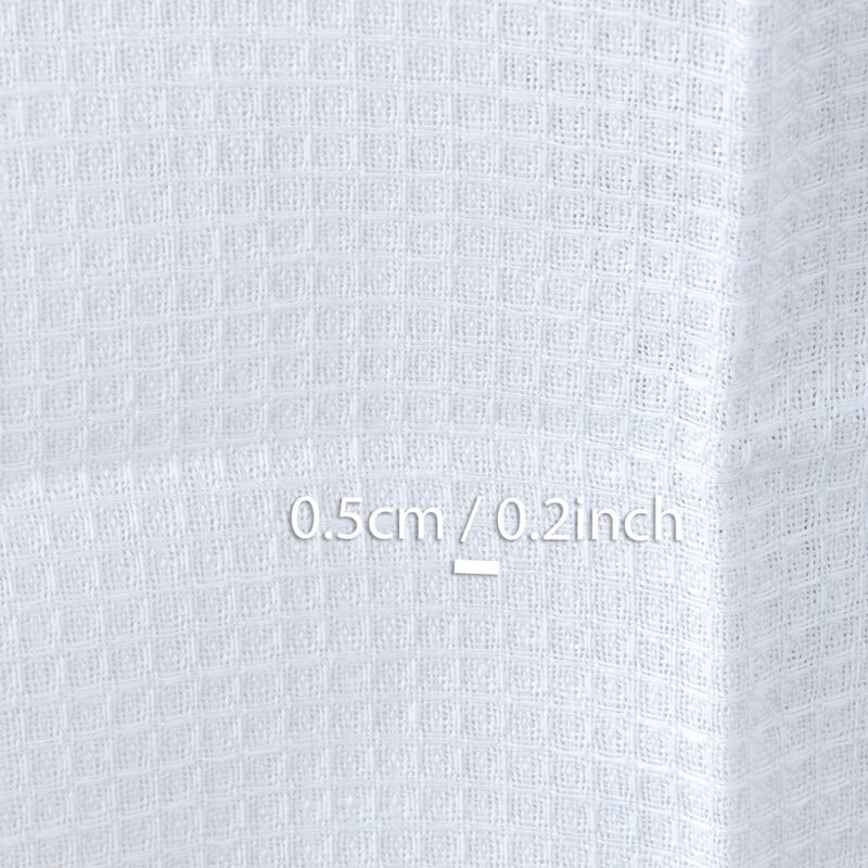 Optical white linen cotton waffle fabric