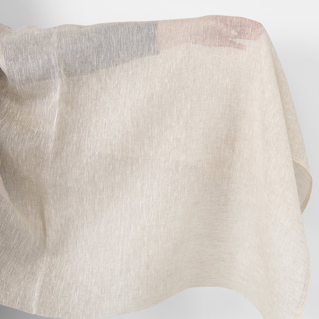 Linen fabric sheer white with undyed linen