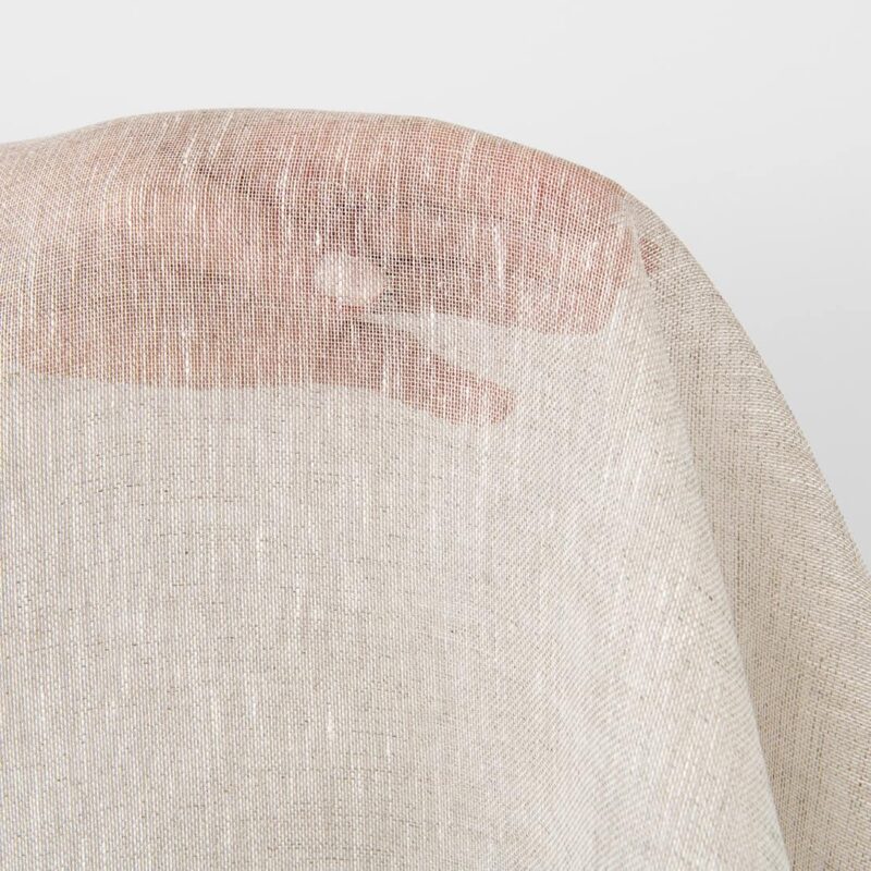 Linen fabric sheer white with undyed linen, beige colour