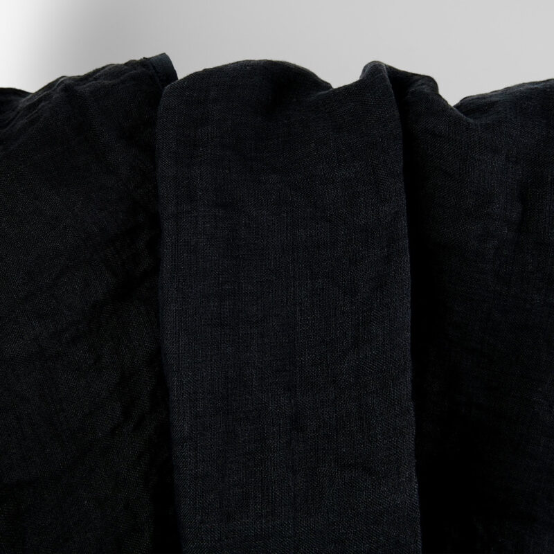 Linen fabric black double-layer, washed, pure linen