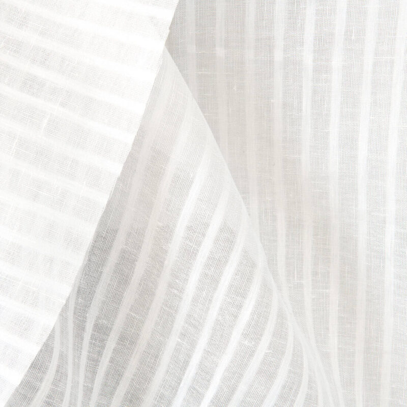 Linen fabric striped off-white, denser and sparser weave