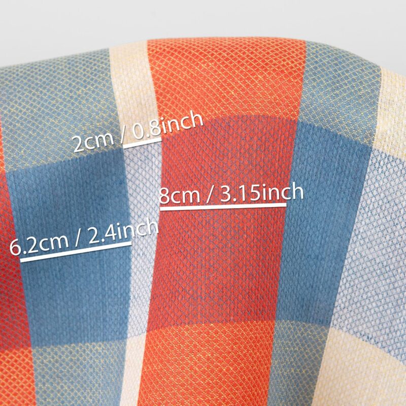 Linen cotton fabric blue red yellow checks, with measurements
