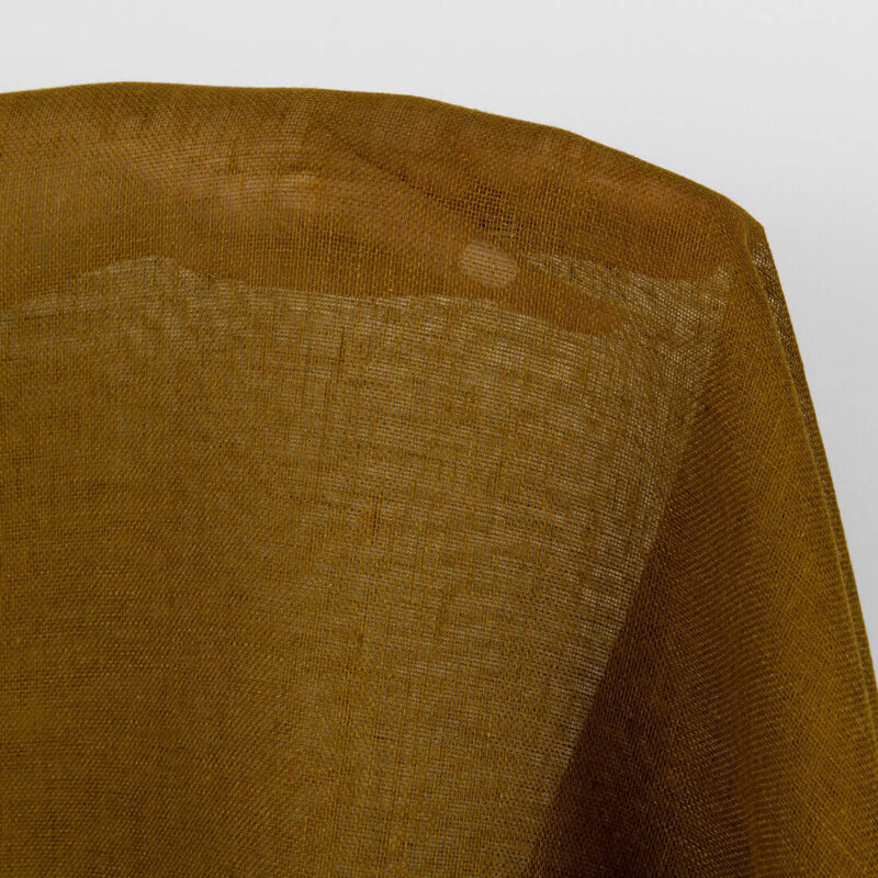 Sheer linen fabric golden brown, washed, plain weave