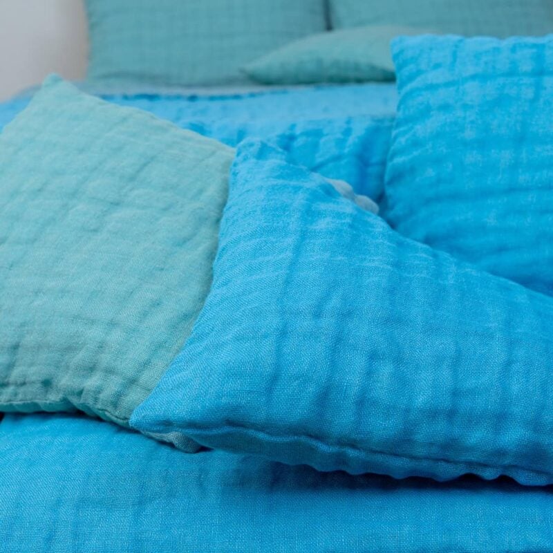 Linen cushion cover sky blue