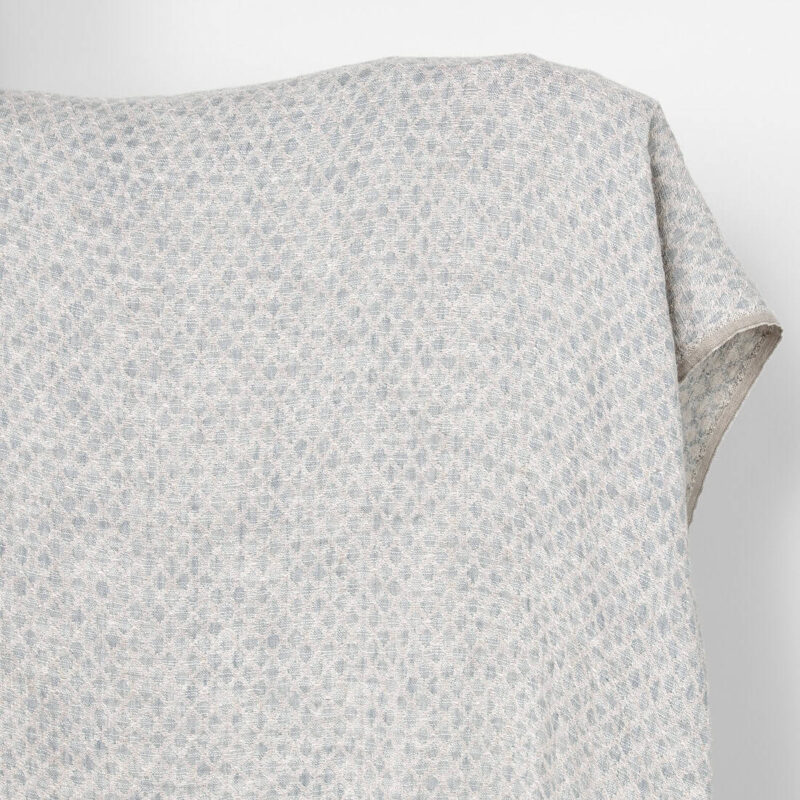 Washed linen cotton fabric in grey-beige diamonds