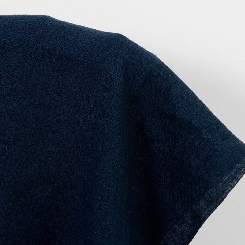Linen fabric plain blue-black, washed, pure linen fabric