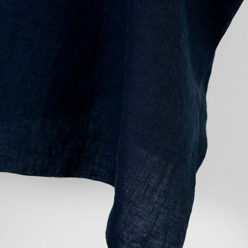 Linen fabric plain blue-black, washed, 145cm width