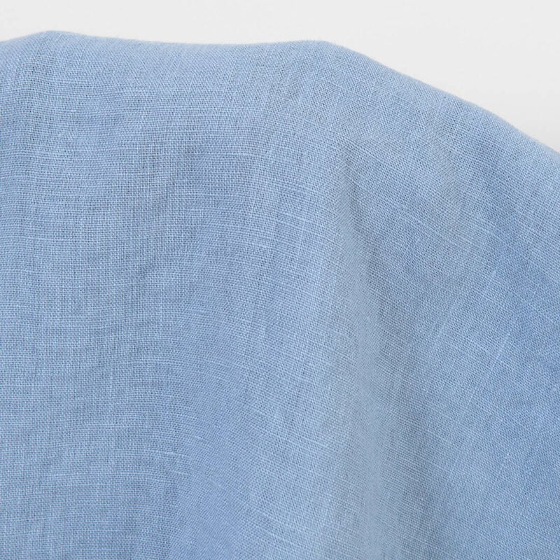 Linen fabric plain grey-blue, washed, plain weave