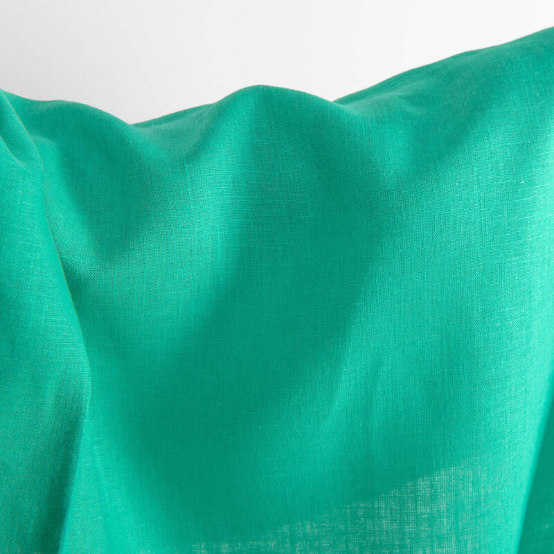 Pure linen fabric in green texture