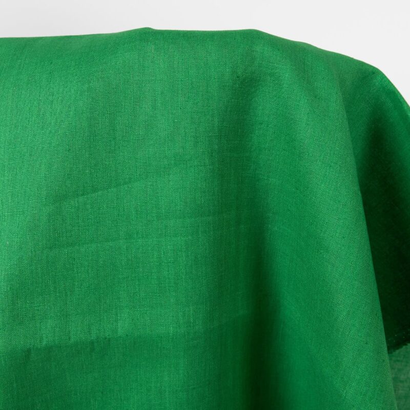 Linen fabric emerald green colour product photo