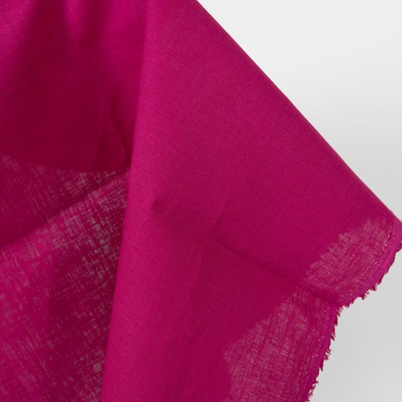 Linen fabric magenta colour, plain weave