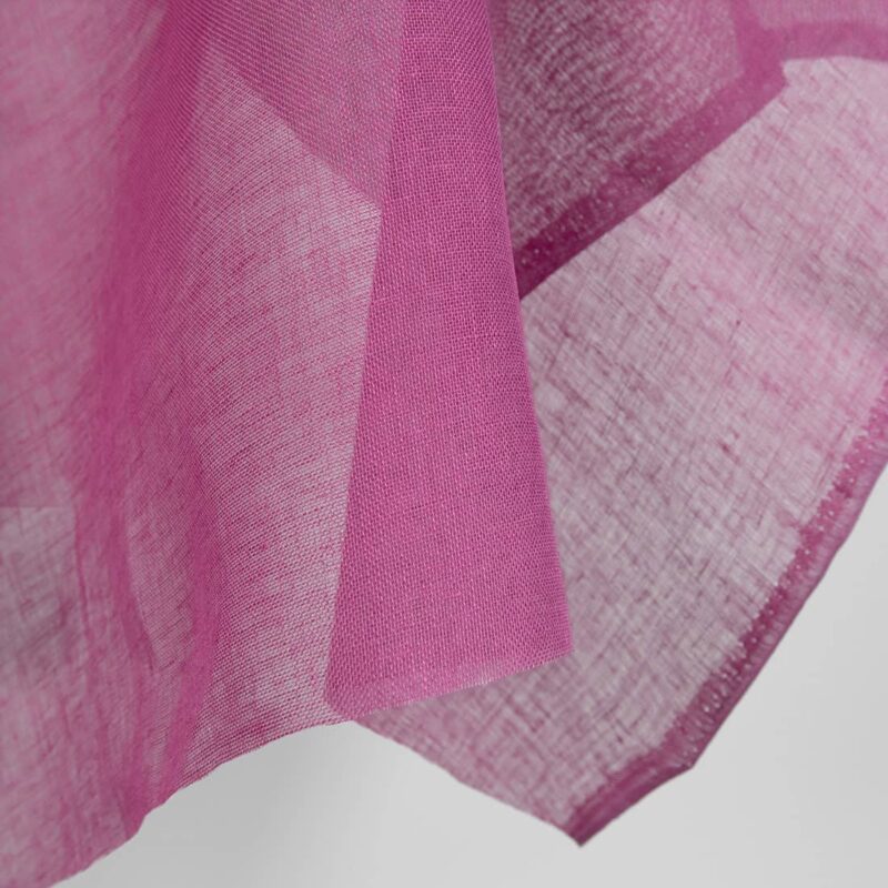 Linen fabric dark cool pink transparent, lightweight