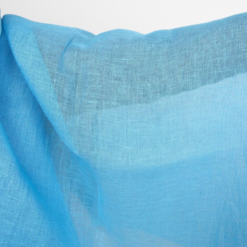 bright blue linen fabric, gauze