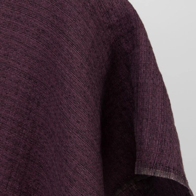 Eggplant linen fabric in tweed, washed