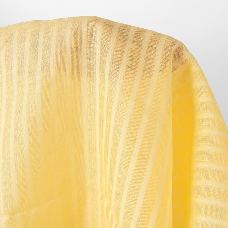 Lightweight linen fabric yellow transparent stripes, pure linen