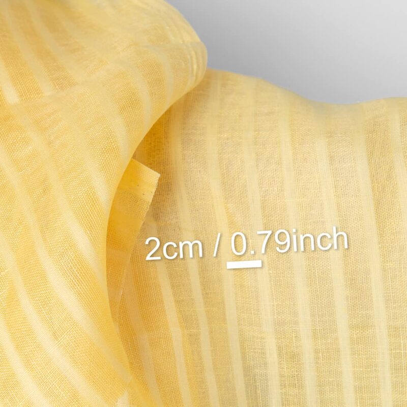 Lightweight linen fabric yellow transparent stripes, with measurements