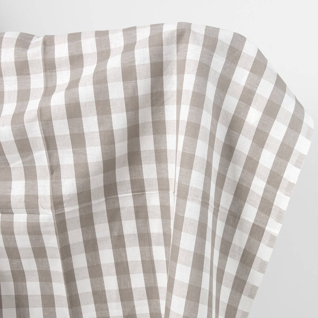 Linen cotton fabric dark beige and white checks