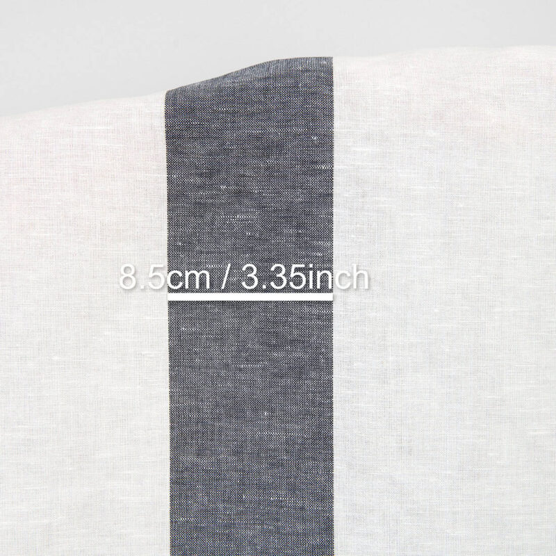 Linen cotton fabric white with black stripes, with measurements