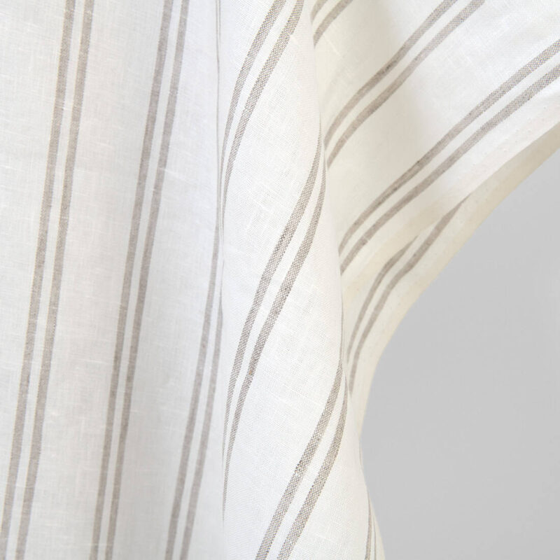 Linen fabric off-white with natural stripes