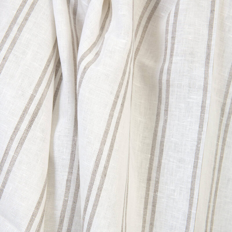 Linen fabric off-white with natural stripes, 150cm width
