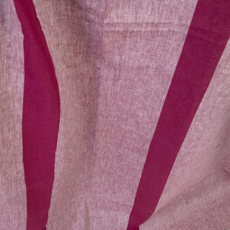 Linen fabric beetroot red and white melange with stripes, 150cm width