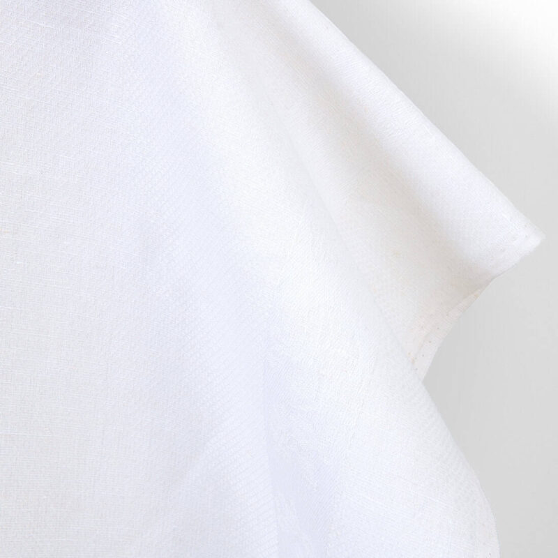 Linen cotton fabric white diamonds with floral stripe