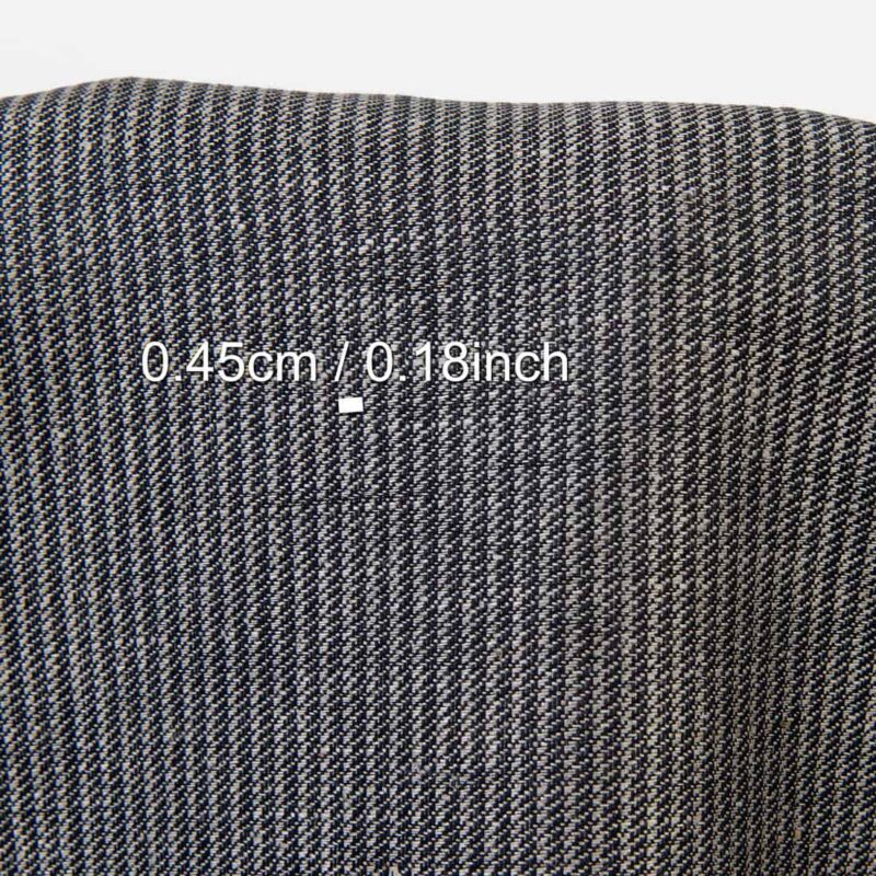 Linen cotton fabric natural and black twill stripes, with measurements