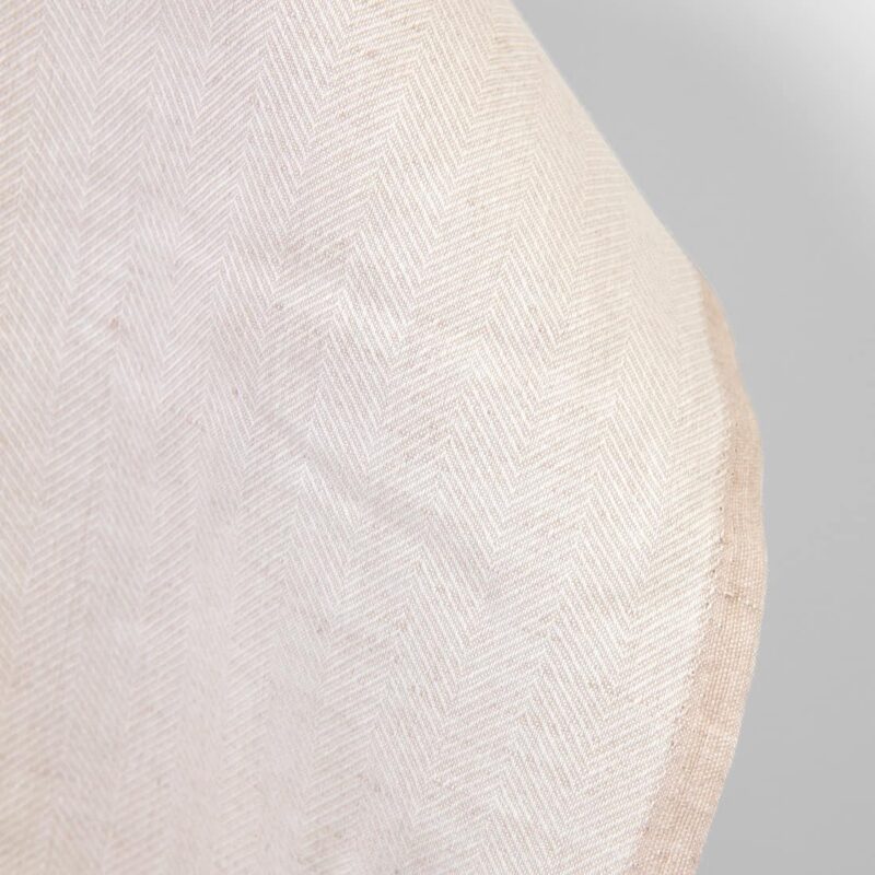 Linen cotton fabric off-white and light cocoa herringbone, 160cm width