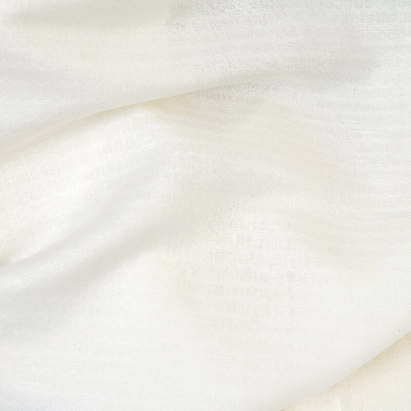 Linen cotton fabric off-white zig-zag stripes, 150cm width