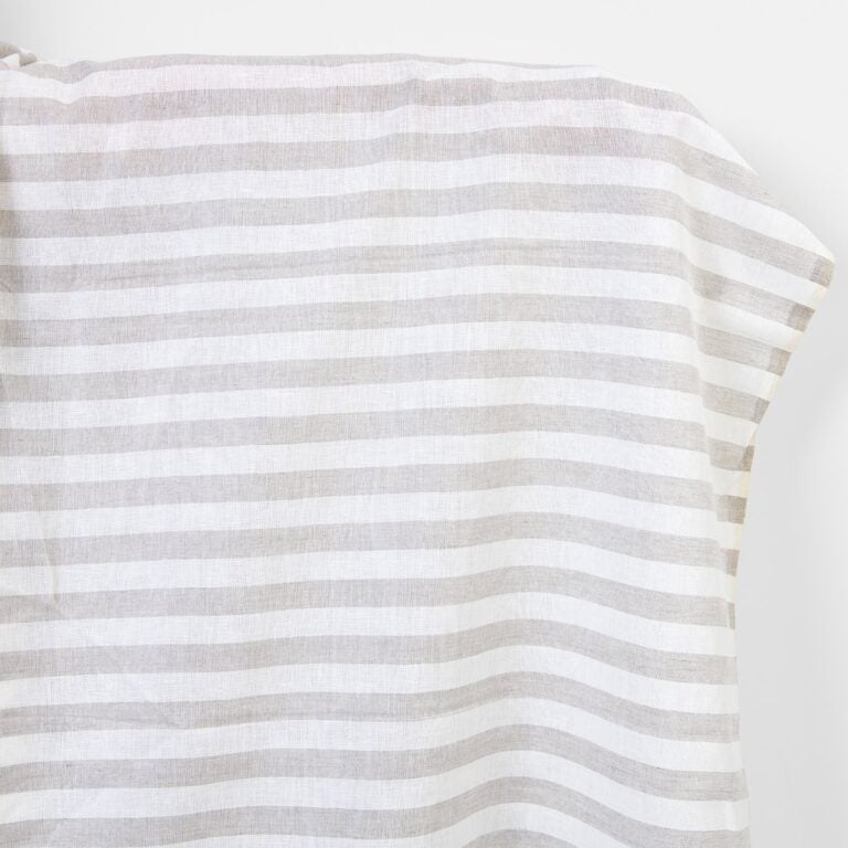 Linen cotton fabric white and natural stripes
