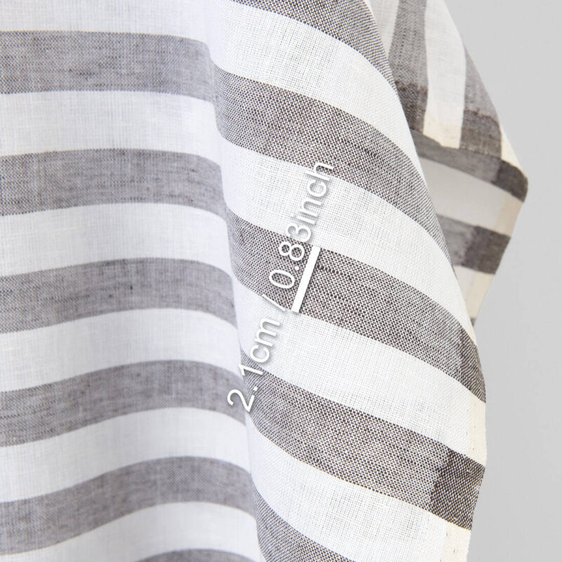Linen cotton fabric white and brown stripes, with measurements