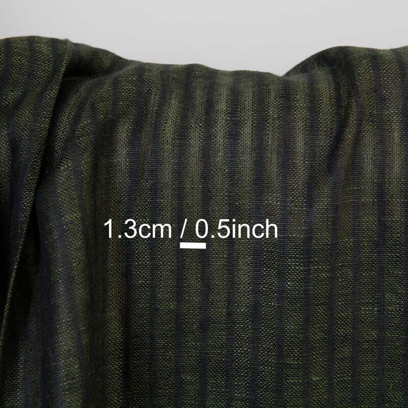 Linen fabric black and green stripes, with measurements