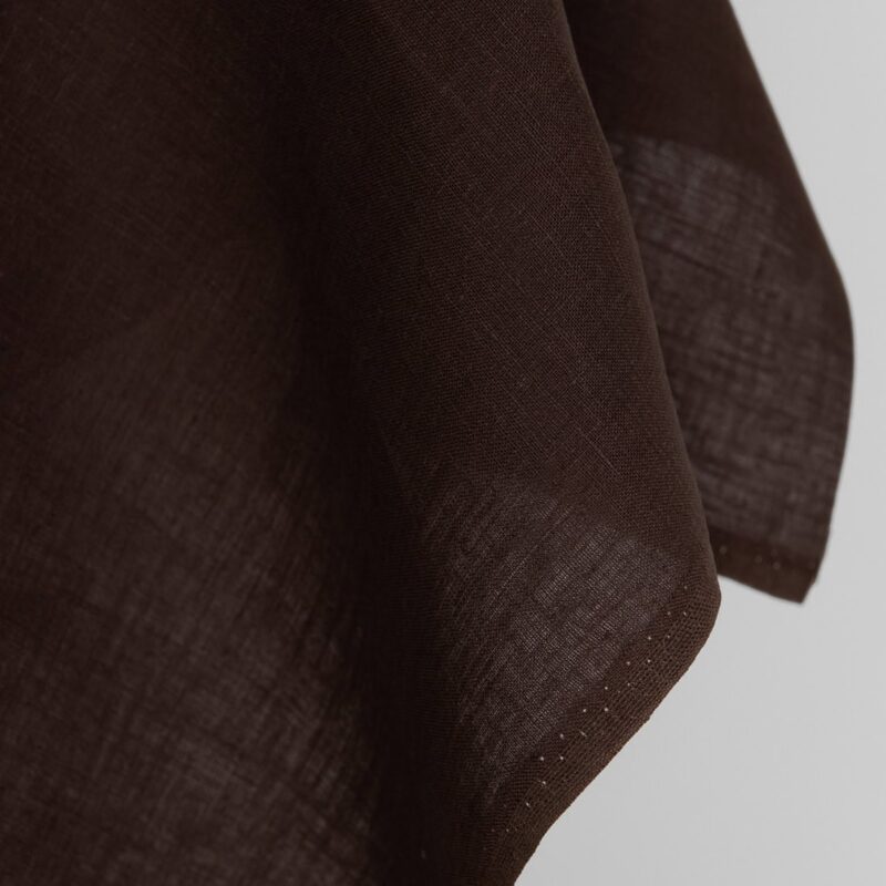 Linen fabric plain dark brown, 150cm width