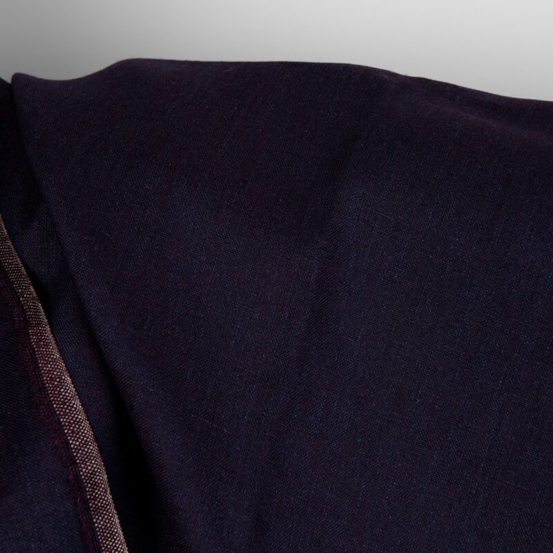 Linen fabric deep blue and violet melange, plain weave