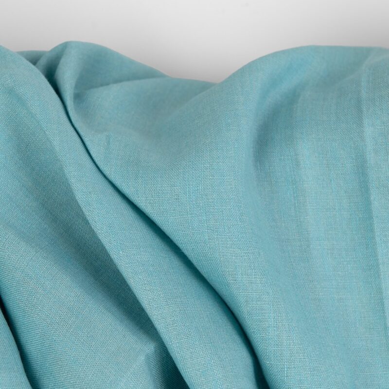 Linen fabric green and turquoise melange, unwashed