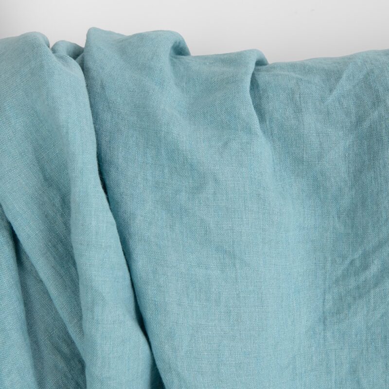 Linen fabric green and turquoise melange, washed, 170cm width